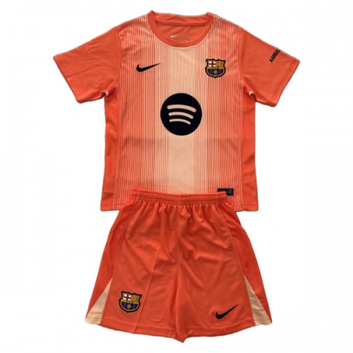 Ensemble Maillot Gardien FC Barcelone Orange Version 2025-26 Enfant Ensemble Maillot Gardien FC Barcelone Orange Version 2025-26 Enfant