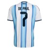 Maillot de Foot Argentine De Paul 7 Domicile Coupe du Monde 2026