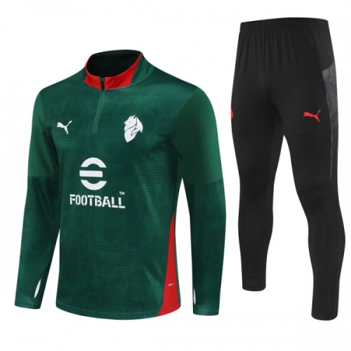 AC Milan Sweat d'Entraînement Quarter-Zip 2025-26 Verte AC Milan Sweat d'Entraînement Quarter-Zip 2025-26 Verte