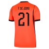 Ensemble Maillot Pays-Bas F. De Jong 21 Domicile Coupe du Monde 2026 Enfant