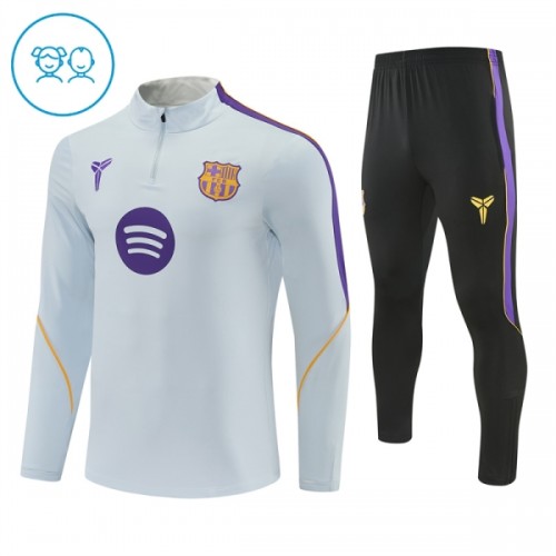 Barcelone Sweat d'Entraînement Quarter-Zip 2026-27 Blanche Enfant Barcelone Sweat d'Entraînement Quarter-Zip 2026-27 Blanche Enfant