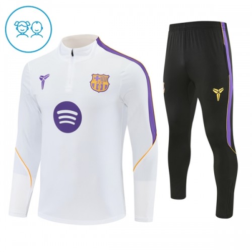 Barcelone Sweat d'Entraînement Quarter-Zip 2026-27 Blanche Enfant Barcelone Sweat d'Entraînement Quarter-Zip 2026-27 Blanche Enfant
