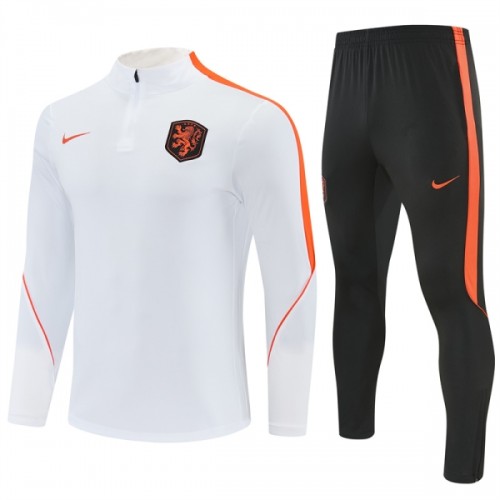 Pays-Bas Sweat d'Entraînement Quarter-Zip 2026-27 Blanche Pays-Bas Sweat d'Entraînement Quarter-Zip 2026-27 Blanche