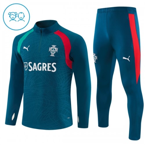 Portugal Sweat d'Entraînement Quarter-Zip 2026-27 Bleue Enfant Portugal Sweat d'Entraînement Quarter-Zip 2026-27 Bleue Enfant
