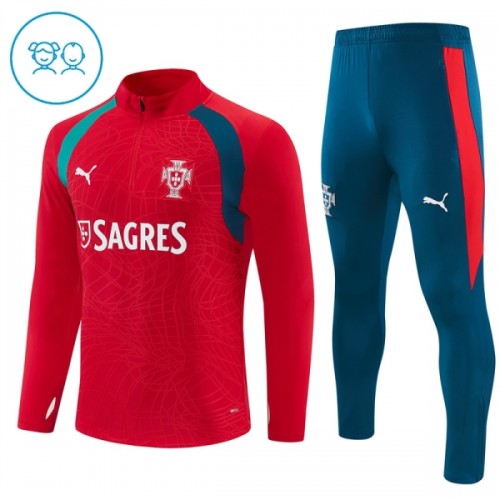 Portugal Sweat d'Entraînement Quarter-Zip 2026-27 Rouge Enfant Portugal Sweat d'Entraînement Quarter-Zip 2026-27 Rouge Enfant