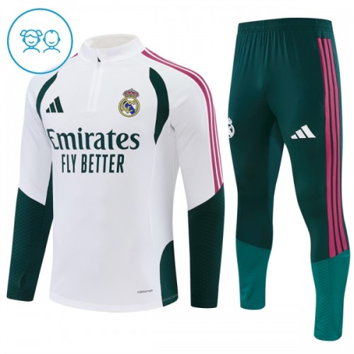 Real Madrid Sweat d'Entraînement Quarter-Zip 2026-27 Blanche Enfant Real Madrid Sweat d'Entraînement Quarter-Zip 2026-27 Blanche Enfant